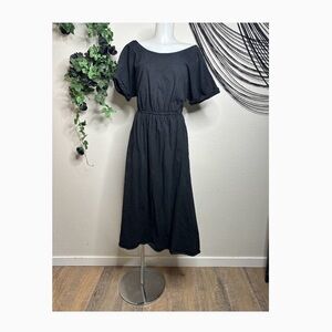 Free People Black Midi Sundress with Dolman Sleeves